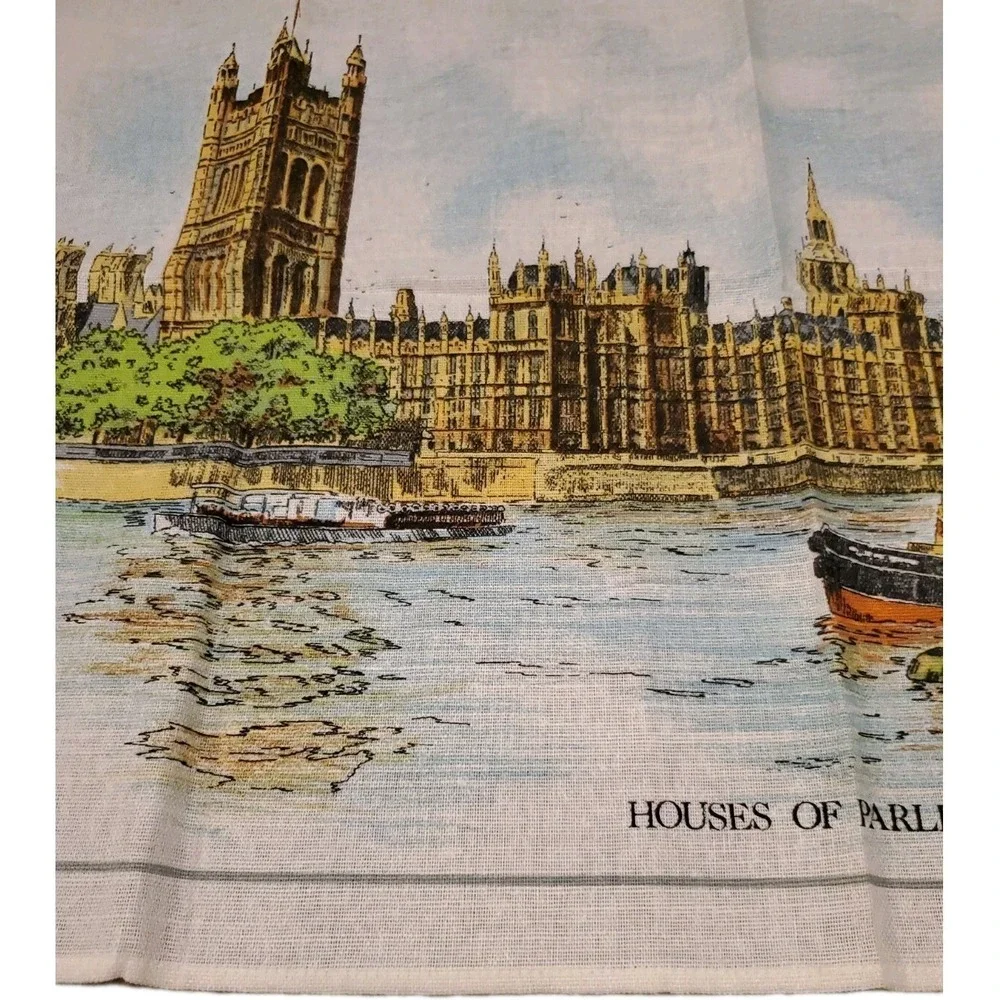 Houses of Parliament Lamont Tea Towel Linen Cotton Blend Vintage Tea‎ Towel